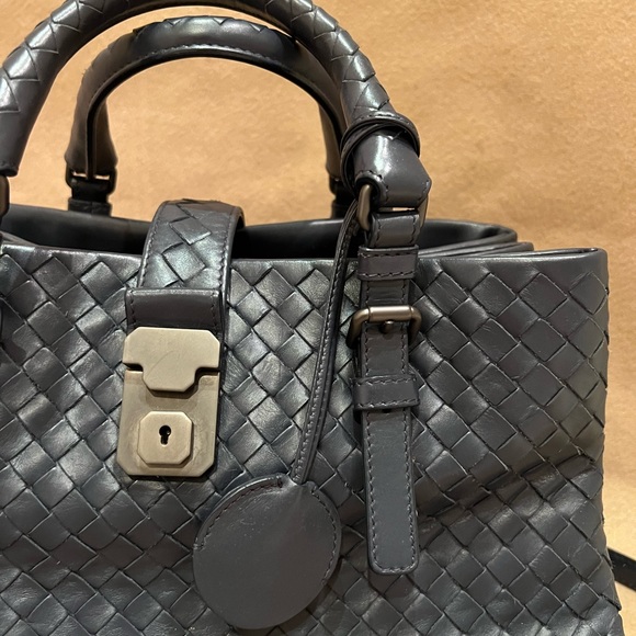 Bottega Veneta Navy Blue Intrecciato Leather Mini Roma Tote - Picture 2 of 7